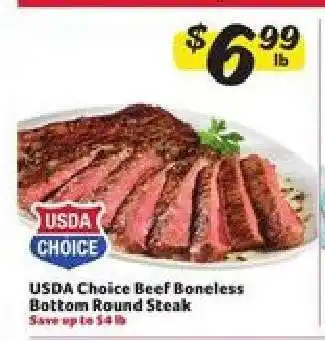 Winn Dixie USDA Choice Beef Boneless Bottom Round Steak offer