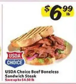 Winn Dixie USDA Choice Beef Boneless Sandwich Steak offer