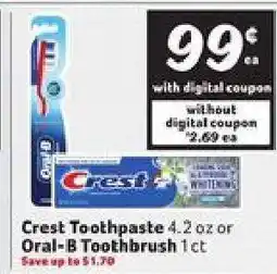 Winn Dixie Crest Toothpaste or Oral-B Toothbrush offer