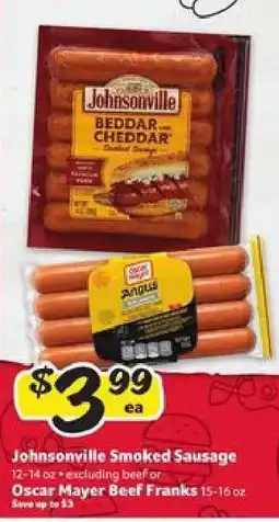 Winn Dixie Johnsonville Smoked Sausage or Oscar Mayer Beef Franks offer