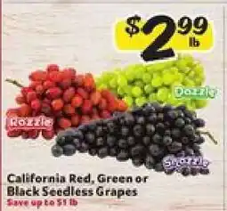 Winn Dixie California Red, Green or Black Seedless Grapes offer