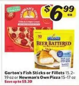 Winn Dixie Gorton's Fish Sticks or Fillets or Newman's Own Pizza offer