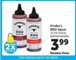 Safeway Kinder's BBQ Sauce offer