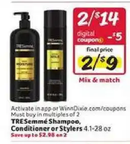 Winn Dixie TRESemmé Shampoo, Conditioner or Stylers offer