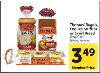 Safeway Thomas’ Bagels, English Muffins or Swirl Bread offer
