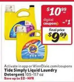 Winn Dixie Tide Simply Liquid Laundry Detergent offer