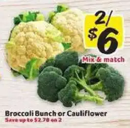 Winn Dixie Broccoli Bunch or Cauliflower offer