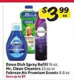 Winn Dixie Dawn Dish Spray Refill, Mr. Clean Cleaners, Febreze Air Premium Scents offer