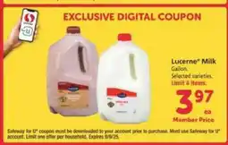 Safeway Lucerne Milk offer