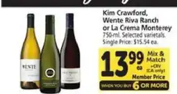 Safeway Kim Crawford, Wente Riva Ranch or La Crema Monterey offer