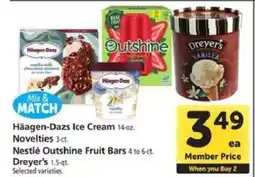 Safeway Häagen-Dazs Ice Cream, Nestlé Outshine Fruit Bars, Dreyer’s offer