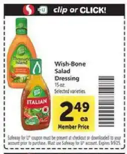 Safeway Wish-Bone Salad Dressing offer