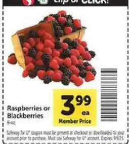 Safeway Raspberries or Blackberries offer