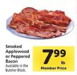 Safeway Smoked Applewood or Peppered Bacon offer