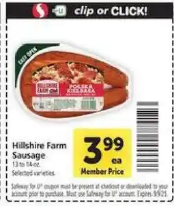 Safeway Hillshire Farm Sausage offer