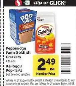 Safeway Pepperidge Farm Goldfish Crackers / Kellogg's Pop-Tarts offer