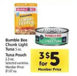 Safeway Bumble Bee Chunk Light Tuna offer