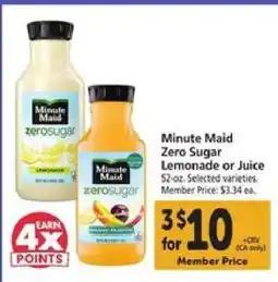 Safeway Minute Maid Zero Sugar Lemonade or Juice offer