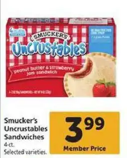 Safeway Smucker's Uncrustables Sandwiches offer