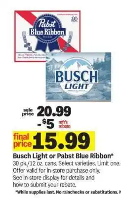 Meijer Busch Light or Pabst Blue Ribbon offer