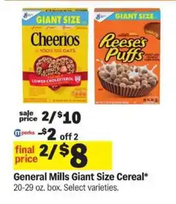 Meijer General Mills Giant Size Cereal offer