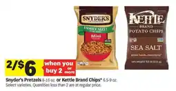 Meijer Snyder's Pretzels or Kettle Brand Chips offer