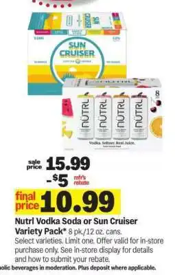 Meijer Nutrl Vodka Soda or Sun Cruiser Variety Pack offer
