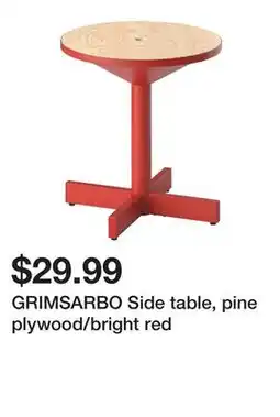 Ikea GRIMSARBO Side table, pine plywood/bright red offer