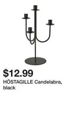 Ikea HÖSTAGILLE Candelabra, black offer