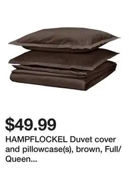Ikea HAMPFLOCKEL Duvet cover and pillowcase(s), brown, Full/Queen (Double/Queen) offer