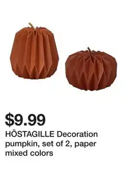 Ikea HÖSTAGILLE Decoration pumpkin, set of 2, paper mixed colors offer