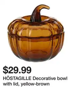 Ikea HÖSTAGILLE Decorative bowl with lid, yellow-brown offer