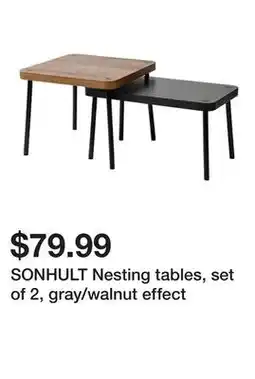 Ikea SONHULT Nesting tables, set of 2, gray/walnut effect offer