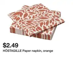 Ikea HÖSTAGILLE Paper napkin, orange offer