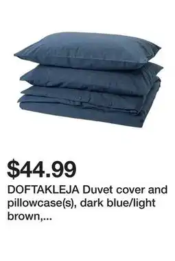 Ikea DOFTAKLEJA Duvet cover and pillowcase(s), dark blue/light brown, Full/Queen (Double/Queen) offer