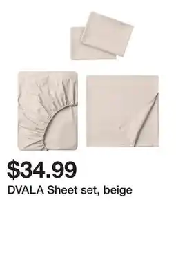 Ikea DVALA Sheet set, beige offer