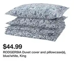 Ikea RODGERSIA Duvet cover and pillowcase(s), blue/white, King offer