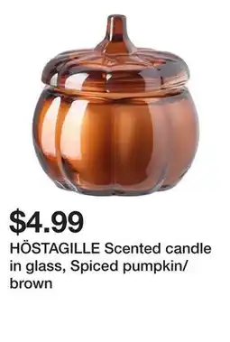 Ikea HÖSTAGILLE Scented candle in glass, Spiced pumpkin/brown offer
