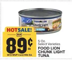 Food Lion FOOD LION CHUNK LIGHT TUNA offer