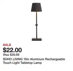 Marshalls SOHO LIVING 15in Aluminum Rechargeable Touch Light Tabletop Lamp offer
