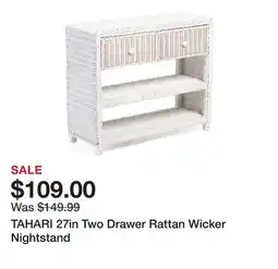 Marshalls TAHARI 27in Two Drawer Rattan Wicker Nightstand offer