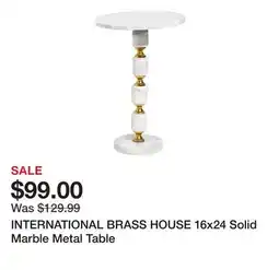 Marshalls INTERNATIONAL BRASS HOUSE 16x24 Solid Marble Metal Table offer