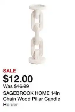 Marshalls SAGEBROOK HOME 14in Chain Wood Pillar Candle Holder offer
