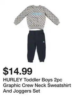 Marshalls HURLEY Toddler Boys 2pc Graphic Crew Neck Sweatshirt And Joggers Set offer