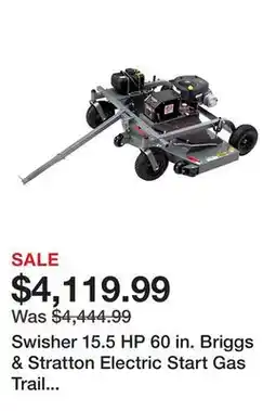 Tractor Supply Company Swisher 15.5 HP 60 in. Briggs & Stratton Electric Start Gas Trail Mower offer