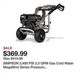 Tractor Supply Company SIMPSON 3,400 PSI 2.5 GPM Gas Cold Water MegaShot Series Pressure Washer offer