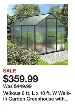 Tractor Supply Company Veikous 6 ft. L x 10 ft. W Walk-In Garden Greenhouse with Adjustable Roof for Outdoor offer