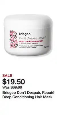 Ulta Beauty Briogeo Don't Despair, Repair! Deep Conditioning Hair Mask offer