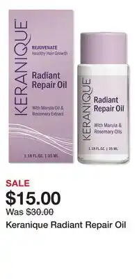 Ulta Beauty Keranique Radiant Repair Oil offer