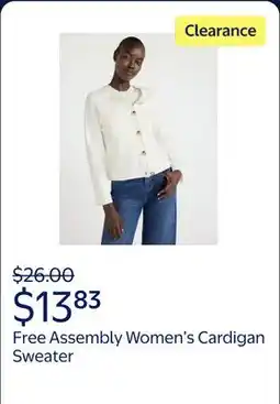 Walmart Free Assembly Women's Long Sleeve Cardigan Sweater with Chest Pockets offer